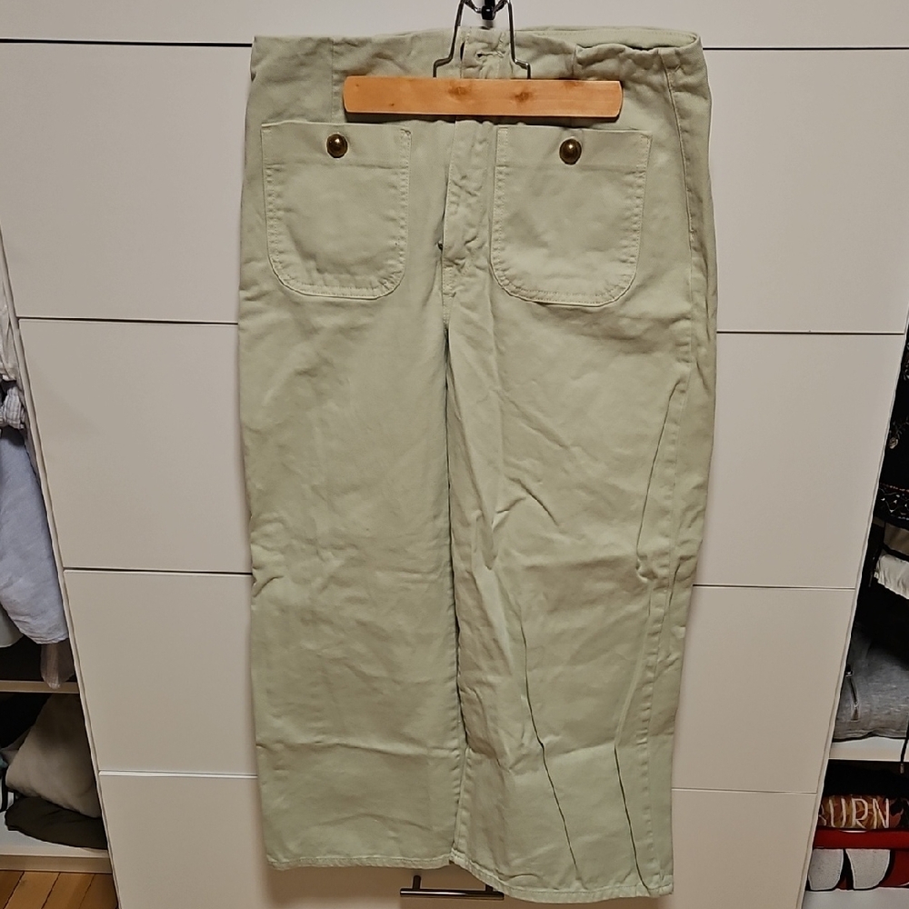 Zara Women's Wide Leg Jeans in Light Green